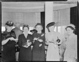Dominion Trotting Championship, unidentified group of women at Dr Pezaro's cocktail party