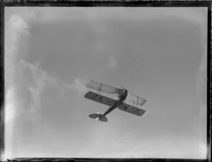Tiger Moth aircraft in flight, ZK-AIN, location unidentified