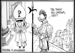 Picking a successor... "Yes, thank you cardinal, next!" 7 April, 2005.
