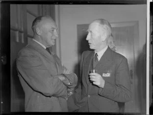 New Zealand National Airways Corporation Director FW Mothes, with C Salmon, of Cory-Wright and Salmon Limited