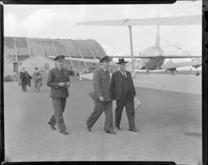 Honourable William Hassett, arrival from the Havanna conference, Whenuapai Air Base, Waitakere City, Auckland