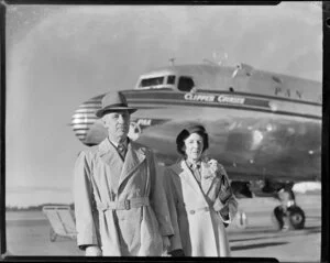 Mr and Mrs Ira Sewell, passengers on PAWA (Pan American World Airways Ltd)