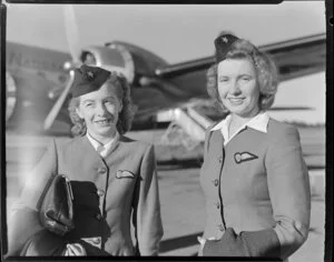 Air hostesses, Miss Anita Crowley and Miss Gloria Smith, ANA (Australian National Airways Ltd)