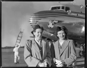 Air hostesses, Margery Lawless-Pyne and Pat Allen, ANA (Australian National Airways Ltd)