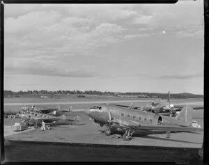 Unidentified aircraft of NAC (New Zealand National Airways Corporation) and ANA (Australian National Airways Ltd), Whenuapai Air Base, Waitakere City, Auckland