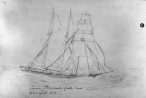 [Munro, John Alexander] 1872-1947 :Louis Theirault, full sail, of Weymouth N.S. [n.d.]
