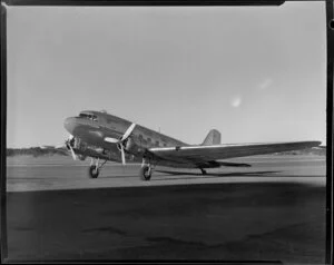 A Dakota airplane, carrying freight and royal mail, NAC (New Zealand National Airways Corporation)