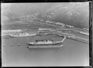 Ship, Wanganella, in Jubilee floating dock, Wellington