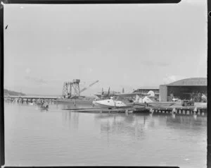 Catalina flying boat NZ4048, Number 5 Squadron, launched after inspection, Hobsonville