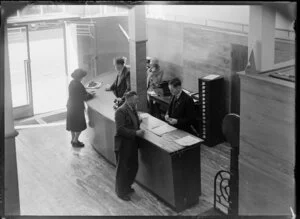 Interior of New Zealand National Airways Corporation office at Dunedin