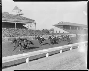 Ellerslie Racecourse, Auckland, York Handicap, Tiger Tan and Artificer coming into the finish line