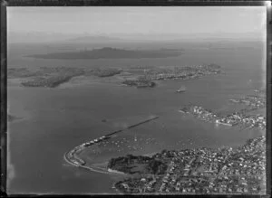 Auckland harbour including Rangitoto Island in the background
