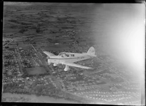 Percival Proctor monoplane ZK-APH, in flight, Waikato Aero Club