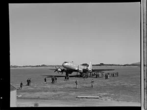 Handley Page Hastings airplane on airstrip at Paraparaumu airport, Kapiti Coast