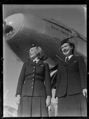 Qantas Airways Constellation hostesses, Whenuapai