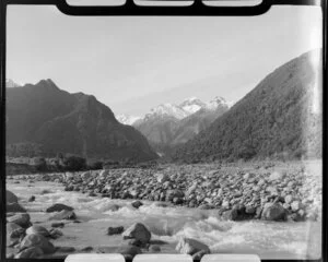 Fox Glacier district, including Mounts Cook and Tasman in the background