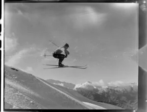 Jumping skier, Coronet Peak Ski Field, Queenstown