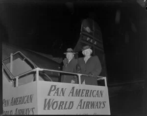Pan American World Airways, passengers, Mr and Mrs Harvey Turner, [Auckland?]