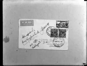 Envelope, [valued at £300 ?] and addressed to L J Minogue, Esquire