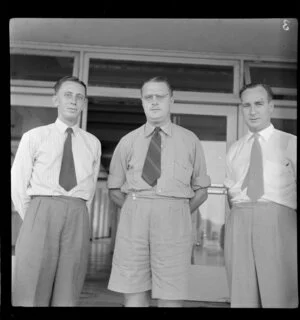 G W McLeod, senior traffic officer, H E Shannon, station manager, F W Brasier, acting superintendent, Darwin, Australia