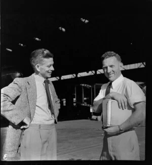 Qantas Empire Airways, D Tennant, Senior Flight Captain (left) and H W Avery, Senior Engineer, Brisbane, Australia