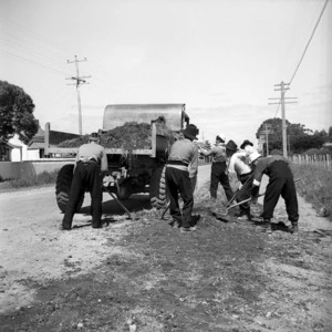Japanese prisoners of war at work on the roads in the Wairarapa area