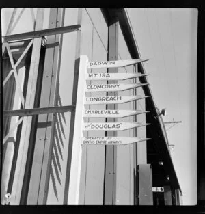 Brisbane location signs for services operated by Qantas Empire Airways