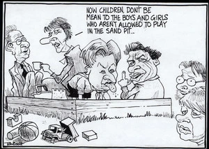 "Now children, don't be mean to the boys and girls who aren't allowed to play in the sandpit..." 19 October, 2005.