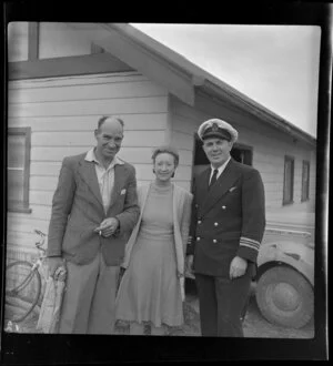 Qantas passengers Mr and Mrs Tayten and Captain A Gay on Lord Howe Island, Australia