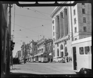 Queen St, Brisbane, Australia, including trams