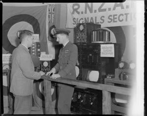 R.N.Z.A.F., signals section display, Battle of Britain week exhibition at the Town Hall, unknown location