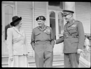 Lady Barbara Freyberg, Viscount Bernard Law Montgomery and Sir Bernard Cyril Freyberg at Government House Wellington