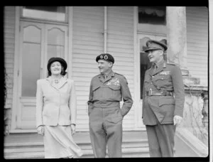 Lady Barbara Freyberg, Viscount Bernard Law Montgomery and Sir Bernard Cyril Freyberg at Government House