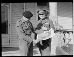 Viscount Bernard Law Montgomery and Baron Sir Bernard Cyril Freyberg at Government House, Wellington