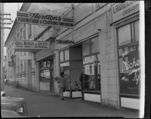New Zealand National Airways Corporation Hamilton office [Thorntons furniture and clothing emporium?]