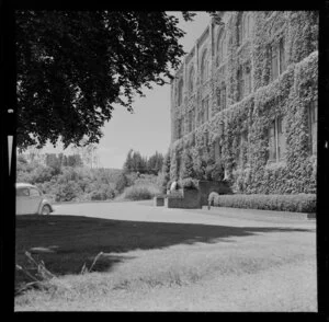 Massey University building, covered in ivy, Palmerston North
