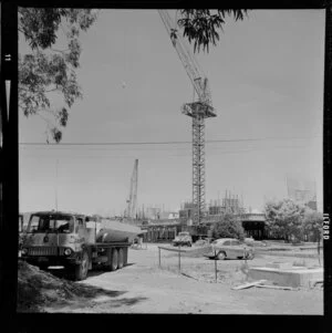 Crane on construction site at Massey University, Palmerston North