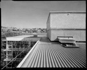 View of roof of building under construction, Wellington