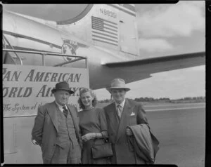 Pan American Airways passengers Joe Kennedy, Rita Henry and an unidentified man