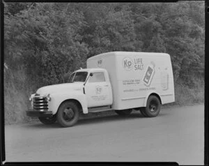 Kempthorne Prosser and Company truck with advertising for KP Life Salt on the side