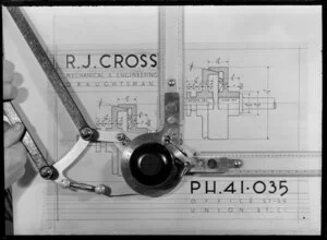 Demonstration drawing by R J Cross, mechanical & engineering draughtsman