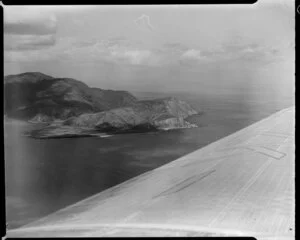 Looking over the wing of the aircraft to Kapiti Island