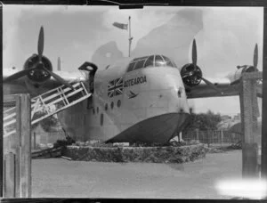 Sunderland flying boat Aotearoa at Mission Bay, Auckland