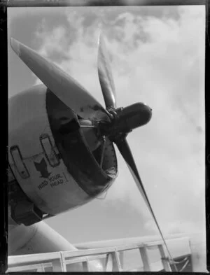 Propellor of Sunderland flying boat Aotearoa at Mission Bay, Auckland