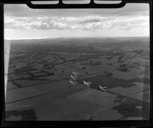RNZAF (Royal New Zealand Air Force) Squadron 41, flying in formation over Whenuapai airbase, Waitakere City, Auckland