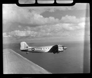 RNZAF (Royal New Zealand Air Force) 41 Squadron, Dakota airplane in flight