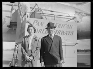 Pan American Airways (P.A.A) arrival, Dr Mrs K Shortt