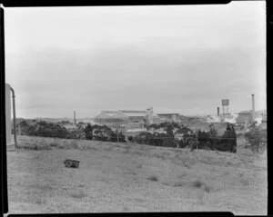 Part one of a three-part panorama of Hellaby's Ltd, Westfield, South Auckland