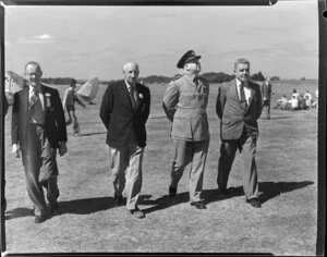 Royal New Zealand Air Command RAC Pageant at Mangere, group of officials including Chief of Air Staff, Neville, second from right