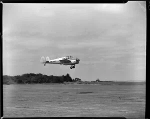 Royal New Zealand Air Command RAC Pageant at Mangere, Miles Gemini aircraft ZK-ANT taking off